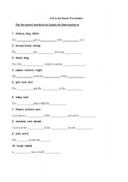 English worksheet: center ( fill in blank).