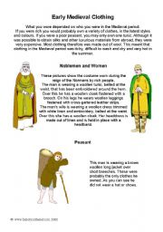 English worksheet: Early Medieval Clothing