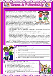 Teens & Friendship  Reading comprehension + grammar (connectors) - [4 tasks] KEYS INCLUDED ((3 pages)) ***editable