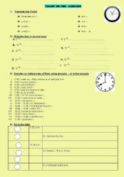 English Worksheet: TELLING THE TIME - handout