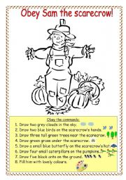 English Worksheet: Obey Sam the scarecrow!
