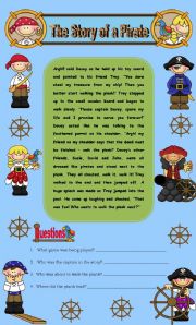 Comprehension - The Story of a Pirate (Includes a word search) 2 pages