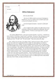 English Worksheet: Shakespeares One day
