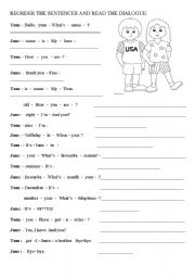 English Worksheet: REORDER THE SENTENCES