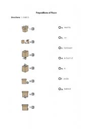 English worksheet: place prepositions