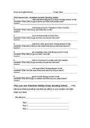 English Worksheet: Back from summer vacation survey and activity