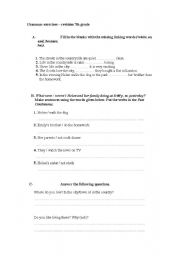 English Worksheet: grammar revision exercises for 7th grade learners