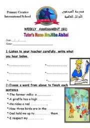 English worksheet: weekly assessment