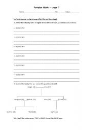 English Worksheet: Simples Present, Family (possessive case) and dates