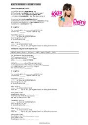 English Worksheet: FIREWORK song by katy perry