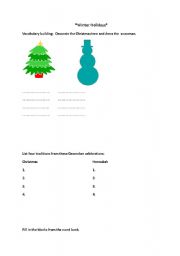 English worksheet: Holiday Worksheet