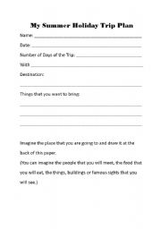 English worksheet: holiday plan