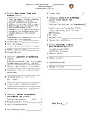 English Worksheet: Exam will and question tags