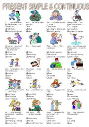 English Worksheet: Present simple and Continuous