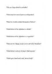 English Worksheet: Riddles