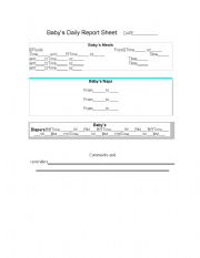 English Worksheet: baby report