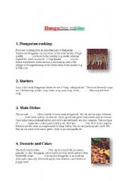 English Worksheet: Hungarian cuisine