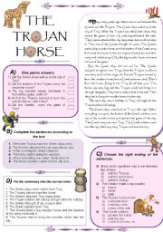 The Trojan Horse. Reading text + 4 activities