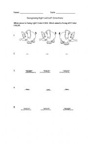 English worksheet: Recognizing Right and Left Directions