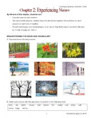 English Worksheet: Experiencing nature