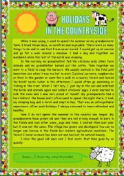 READING COMPREHENSION (1) - HOLIDAYS IN THE COUNTRYSIDE