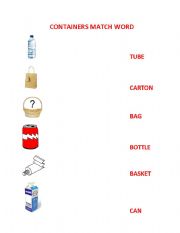 English worksheet: CONTAINERS MATCH WORD