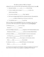 English Worksheet: Will vs. Going To