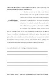 English worksheet: Instructional Vocabulary Practice