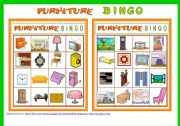 FURNITURE BINGO Game # 10 cards # Vocabulary ist # Bingo Instructions #  fully editable