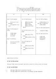 English worksheet: Prepositions Explanation