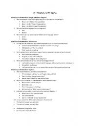 English Worksheet: Introductory Quiz 