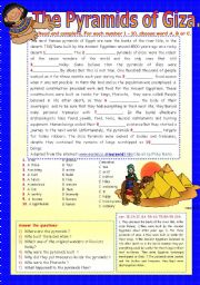 English Worksheet: THE PYRAMIDS OF GIZA.