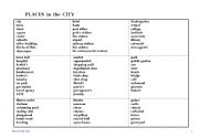 English Worksheet: PLACES in the CITY