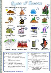 Types of Houses Part  3  # Matching exercise # Answer Key # fully editable