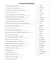 English Worksheet: Occupations Worksheet