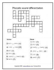 English Worksheet: phonetic crossword puzzle