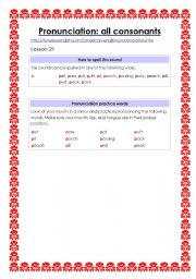 English Worksheet: Pronunciation II: all consonants (24 lessons: Lesson 21 to 44)