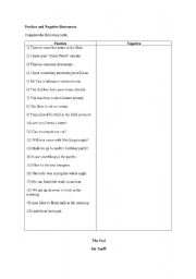 English worksheet: Positive & negative statement