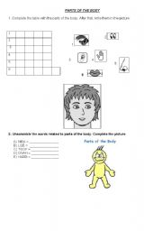 English worksheet: parts of the body