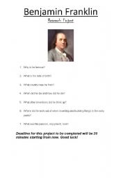 English Worksheet: benjamin franklin