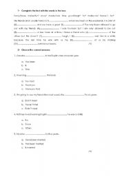 English worksheet: Mini Test- Tenses (Past perfect & continuous) & Vocabulary 