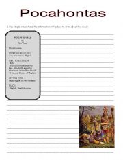 English worksheet: pocahontas book ws