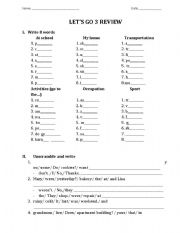 English worksheet: lets go 3 review workssheet