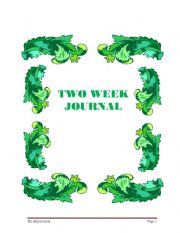 English Worksheet: Two week journal