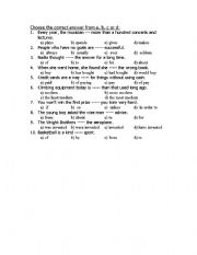 English worksheet: Choose the correct answer from a, b, c or d