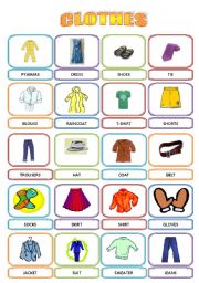 CLOTHES - PICTIONARY - ESL worksheet by sandytita