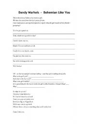 English Worksheet: Reported Speech Practice - Dandy Warhols Bohemian Like You