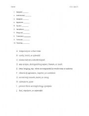 English Worksheet: Vocabulary Quiz