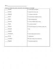 English worksheet: Academic Language Pre-Assessment