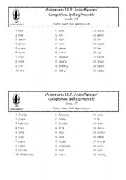 English Worksheet: Spelling Percentile